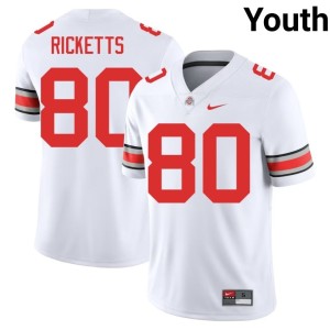 White Youth Embroidery #80 Buckeye Nation College Football Jaeden Ricketts Jersey 455242-738