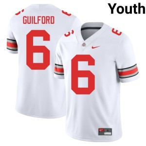 White Youth Jerquaden Guilford University #6 College Football Ohio State Buckeyes Jersey 545297-676