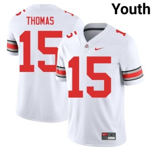 White Jordan Thomas OSU Buckeyes #15 Youth University College Football Jersey 109385-679